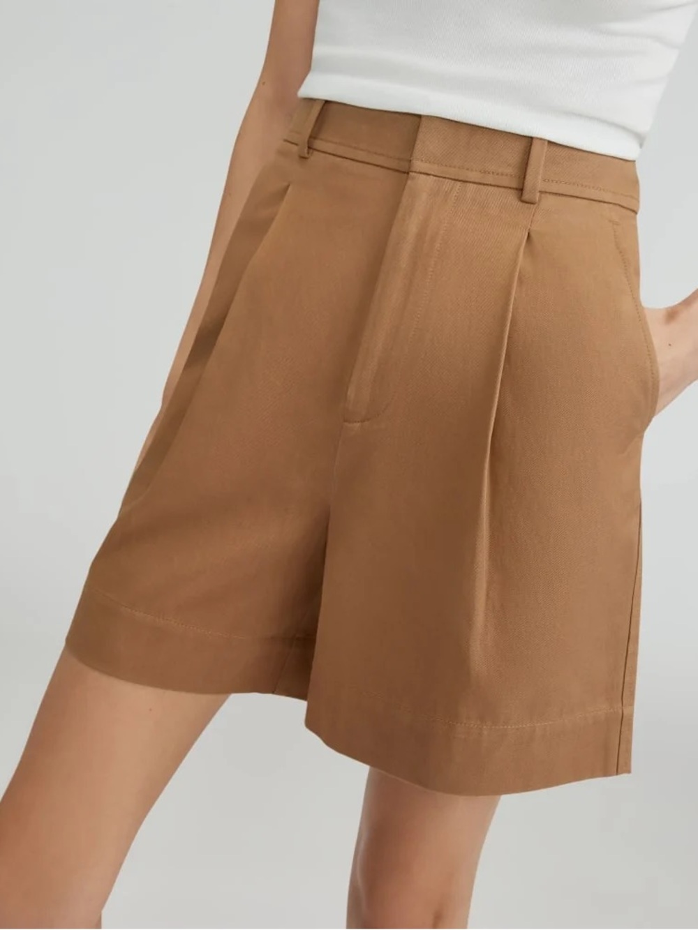 Everlane The Draper Short Buttersmooth Tan Pleated Shorts Size 2